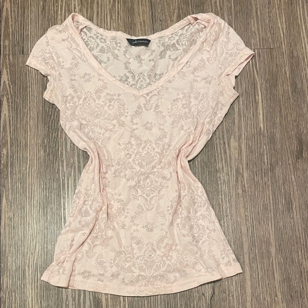Pink Lace Short Sleeve Top